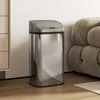 HOMCOM 48 L Sensorinis šiukšliadėžė virtuvei ar biurui, automatinio uždarymo funkcija, nerūdijantis plienas, sidabro atspalvis