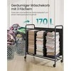 Songmics Skalbinių dėžė su ratukais ir 3 skyriais, 170 L, juoda