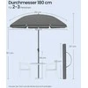 Songmics Skėtis 180 cm pilkas