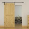 "HOMCOM" Stumdomų durų furnitūros rinkinys 200 cm, komplektas su bėgeliais, ritinėliais, bėgių ribotuvais, durų varžtų rinkiniu, anglinio plieno stumdomų durų sistema, juoda