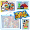 Lean Toys Smeigtukų mozaika su 3 dydžių smeigtukais ir dėklu, spalvota, 28,5 × 21 × 3,5 cm, apie 300 vnt.