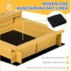 Outsunny smėlio dėžė su stogu, medinė smėlio dėžė su žaidimų nameliu, ratukais, 3-8 metų vaikams, 133x129x137,5 cm, sodui, natūrali