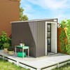 Outsunny Metalinis įrankių namelis 2,81 m² 154x206,5x181 cm, įrankių laikymo patalpa su vienšlaičiu stogu ir pamatu