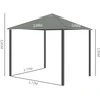 Outsunny Sodo paviljonas pavėsinė 2,96 x 2,96 m su 4 x šoninėmis sienelėmis