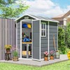Outsunny sodo namelis 2,1m², vandeniui atsparus namelis su grindimis ir šlaitiniu stogu, 131x186x198/172 cm, rakinamas įrankių namelis su langu, aliumininė garažo tipo saugykla dviračiams, pilka