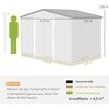 Outsunny cinkuoto plieno įrankių namelis 4,9 m² 277x195x192 cm, sodo namelis su dvišlaičiu stogu, pamatu, rakinamomis stumdomomis durimis, atsparus oro sąlygoms, tamsiai pilkas