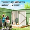Sodo sandėliukas su vienšlaičiu stogu ir rakinamomis durimis, šviesiai žalias, 100 × 103 × 160 cm