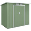 Outsunny sodo namelis 2,42 m², metalinis įrankių sandėliukas su ventiliacijos langais, stumdomomis durimis, pagrindu, 213 x 130 x 159/172 cm, cinkuotas plienas, atsparus oro sąlygoms, žalias