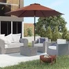 Outsunny Sulankstomas sodo skėtis, 180/㎡ poliesteris, rudas, ∅2,7 x 2,35 m