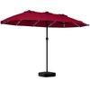 Sodo skėtis su LED apšvietimu ir pagrindu, raudonas, 472,4 × 289,6 cm
