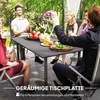 Outsunny sodo stalas 150x90cm, oro sąlygoms atsparus balkono stalas iš plieno, balkono stalas su skyle skėčiui su skersiniu dizainu lauko kempingo stalas, stačiakampio formos terasos stalas sodo balkonui juodas