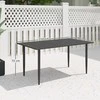 Outsunny sodo stalas 150x90cm, oro sąlygoms atsparus balkono stalas iš plieno, balkono stalas su skyle skėčiui su skersiniu dizainu lauko kempingo stalas, stačiakampio formos terasos stalas sodo balkonui juodas