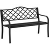 "Outsunny" sodo suoliukas 2-vietis Elegantiškas metalinis parko suoliukas, iki 240 kg, su atlošu ir porankiais, ketaus, juodas, 128x58,5x89 cm
