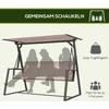 Outsunny 3 vietų sodo sūpynės, suoliukas su pagalvėlėmis ir reguliuojamu stogeliu, iki 300 kg, chaki spalvos, 205x130x175 cm