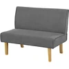 HOMCOM 2-vietė sofa, sofa su velveto optika, medinės kojelės, paminkštinta sofa, dvivietė sofa miegamajam, svetainei, 110 x 62 x 85 cm, pilka