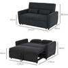 HOMCOM sofa lova, sulankstoma sofa, 2 vietų medžiaginė sofa, sofa-lova, sofa su miegojimo funkcija, sofų komplektas, reguliuojamas kampas, juoda, 148 x 82 x 89 cm