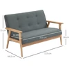 HOMCOM dvivietė sofa, kompaktiškas dizainas, audinio sofa, linas ir guminis medis, pilka, 115x66,5x73 cm