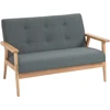 HOMCOM dvivietė sofa, kompaktiškas dizainas, audinio sofa, linas ir guminis medis, pilka, 115x66,5x73 cm