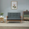 HOMCOM dvivietė sofa, kompaktiškas dizainas, audinio sofa, linas ir guminis medis, pilka, 115x66,5x73 cm
