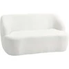 HOMCOM dvivietė sofa, išlenkto dizaino, paminkštinta sofa su fliso apmušalu, svetainei, miegamajam, namų biurui, kreminė balta