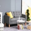 HOMCOM 2-viečių sofa, medžiaginė, nuimama, su pagalvėlėmis, kaučiukmedis, medvilnė, pilka, 117 x 62 x 78 cm