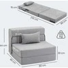 HOMCOM 3 viename miegamasis fotelis, sulankstoma sofa-lova su miego funkcija, juosmens pagalvė, poilsio fotelis su flanelo išvaizda, šezlongas svetainei, šviesiai pilkas