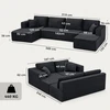 Sofa-lova, modulinė U formos, tamsiai pilka, 369 × 152 × 78 cm