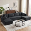 Sofa-lova, modulinė U formos, tamsiai pilka, 369 × 152 × 78 cm