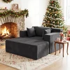 Sofa su pufu ir 3 pagalvėlėmis, pilkai balta, 127 × 91 × 69 cm