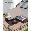 Songmics Stačiakampė saulės burė su PU danga, taupe, 2 x 3 m