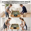 Stalo futbolo stalas su 22 žaidėjais ir 360° strypais, natūralios medienos, žalios ir šviesiai pilkos spalvos, 121 × 87 × 77 cm