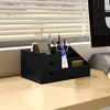 Stalo reikmenų dėklas su 2 stalčiais ir 7 skyriais, juodas, 33 × 20,5 × 15,5 cm