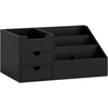 Stalo reikmenų dėklas su 2 stalčiais ir 7 skyriais, juodas, 33 × 20,5 × 15,5 cm