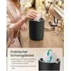 Songmics Stalo šiukšliadėžė su sūpuojamu dangčiu, 1,5 l, juoda, 11,6 × 11,6 × 15,8 cm