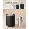 Songmics Stalo šiukšliadėžė su sūpuojamu dangčiu, 1,5 l, juoda, 11,6 × 11,6 × 15,8 cm