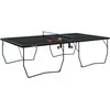 SPORTNOW lauko stalo teniso stalas, sulankstomas stalo teniso stalas su tinkleliu, ratukais, 2 raketėmis ir 3 kamuoliukais, plieno, juodas, 274 x 152,5 x 76 cm