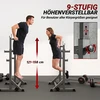 Štangos stovas reguliuojamo aukščio ir pločio, iki 150 kg, juodas, 60–87 × 65 × 121–158 cm
