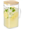 Stiklinis ąsotis su bambukiniu dangčiu, 2,5 l, 19 × 12 × 23,5 cm
