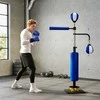 SPORTNOW Bokso stovas, du greičio kamuoliai, besisukantis bokso strypas, smūgių pagalvėlės, reguliuojamas aukštis, plienas, 107 x 36 x 140-205 cm, Mėlyna