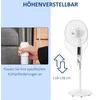 HOMCOM Pjedestalinis ventiliatorius 138cm Baltas ventiliatorius su laikmačiu, nuotolinio valdymo pultas, reguliuojamas aukštis, 3 greičiai, plienas
