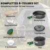 Stovyklavimo indų rinkinys pilka-žalia 8 dalių