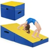 Sulankstomas gimnastikos pleištinis kilimėlis su EPE putomis, geltonas, 122 × 61 × 35 cm