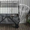 Sodo vežimėlis Outsunny, 120 kg talpos, sulankstomas, su nuimamu tentu, rankena, ratais, vairuojamąja ašimi, 160 litrų, tamsiai pilkas