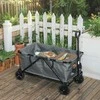 Sodo vežimėlis Outsunny, 120 kg talpos, sulankstomas, su nuimamu tentu, rankena, ratais, vairuojamąja ašimi, 160 litrų, tamsiai pilkas