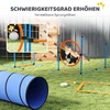 Šunų agility treniruočių rinkinys su tuneliu ir reguliuojamomis kliūtimis, oranžinės, mėlynos ir juodos spalvų, 8 dalių