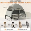PawHut lauko šunų lovelė su stogeliu, pakelta lova dideliems šunims, vėsinanti naminių gyvūnėlių lova su skalbiamu tinkleliu, metalinis rėmas, nešiojimo krepšys, lova naminiams gyvūnėliams lauke, stovyklavimui, 91x76x90cm, šviesiai pilka
