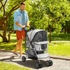 PawHut dog buggy vežimėlis šunims su apsauga nuo lietaus, sulankstomas vežimėlis šunims iki 20 kg, pilkos spalvos, su puodelio laikikliu ir tinkliniu langeliu, 75x45x97cm
