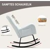 Fotelis "HOMCOM" supamasis krėslas, supamasis krėslas su pliušinio audinio išvaizda, porankis, slaugos krėslas su mediniais bėgiais, juosmens pagalvėlė, gulimas krėslas su šonine kišene, skirtas svetainei, miegamajam, baltas