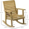 „Outsunny“ supama kėdė, krėslas su porankiais, sodo kėdė, poilsio kėdė balkonui, terasai, keliamoji galia iki 130 kg, eglės mediena, šviesiai ruda