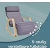 Songmics Supamasis krėslas su 5 pakopų reguliuojama atrama kojoms, supamasis krėslas su porankiais, pagamintas iš beržo medienos, skirtas svetainei